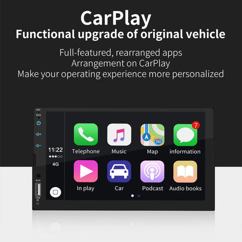 Car Stereo with Apple CarPlay / Android Auto Car Stereo Double DIN Head Unit, Bluetooth, 7