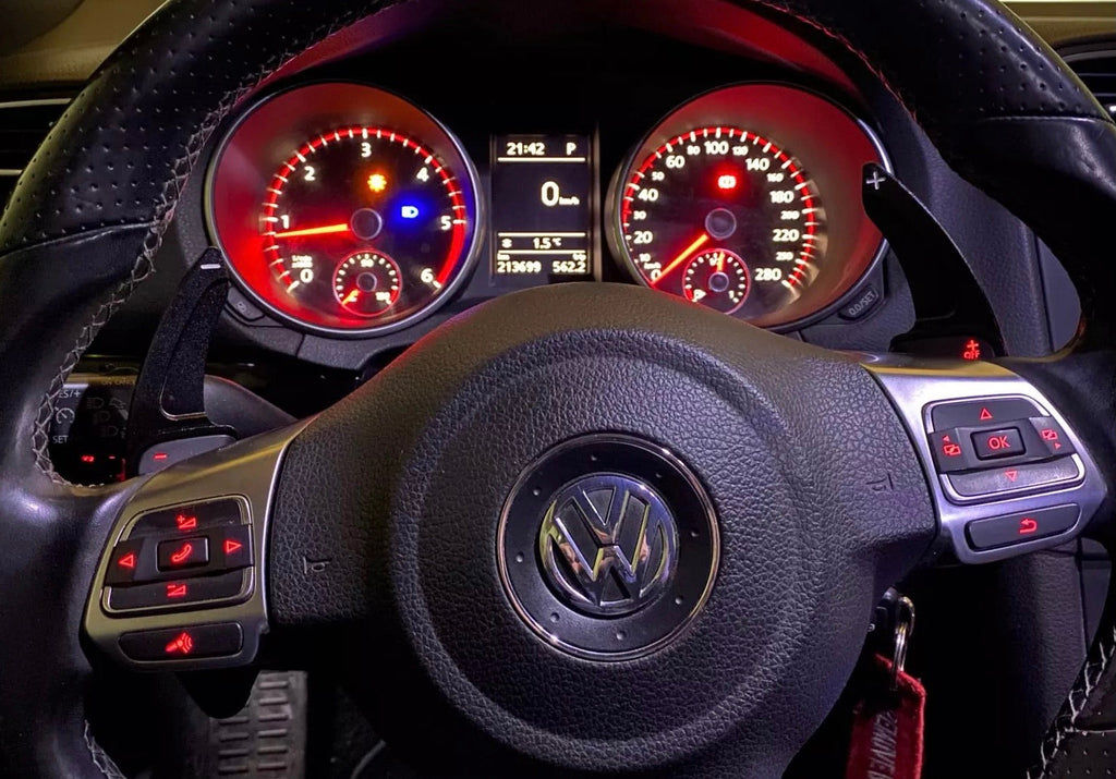Red Aluminium Paddle Shift Extensions Set For VW Golf 5 MK5 Golf 6 MK6 GTI R20 R36 Tiguan