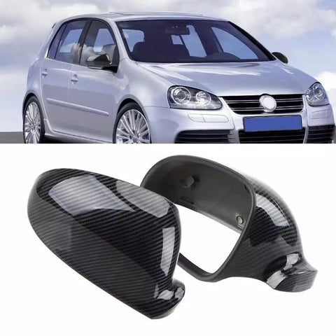 2Pcs Mirror Covers Carbon Fiber Look Replacement for VW Golf 5 MK5