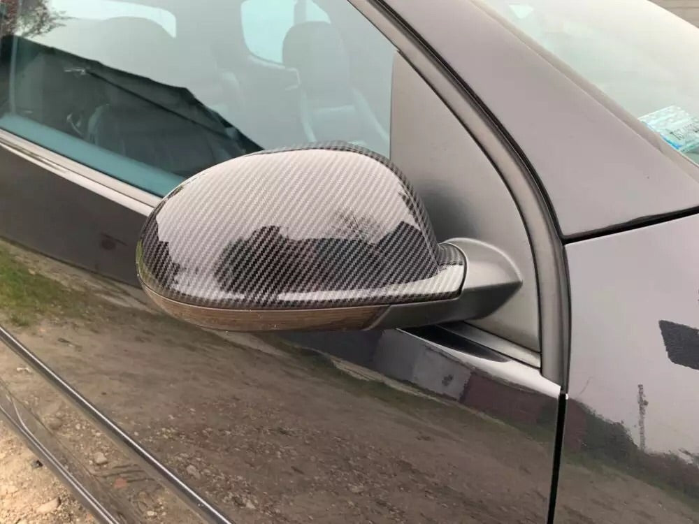 2Pcs Mirror Covers Carbon Fiber Look Replacement for VW Golf 5 MK5