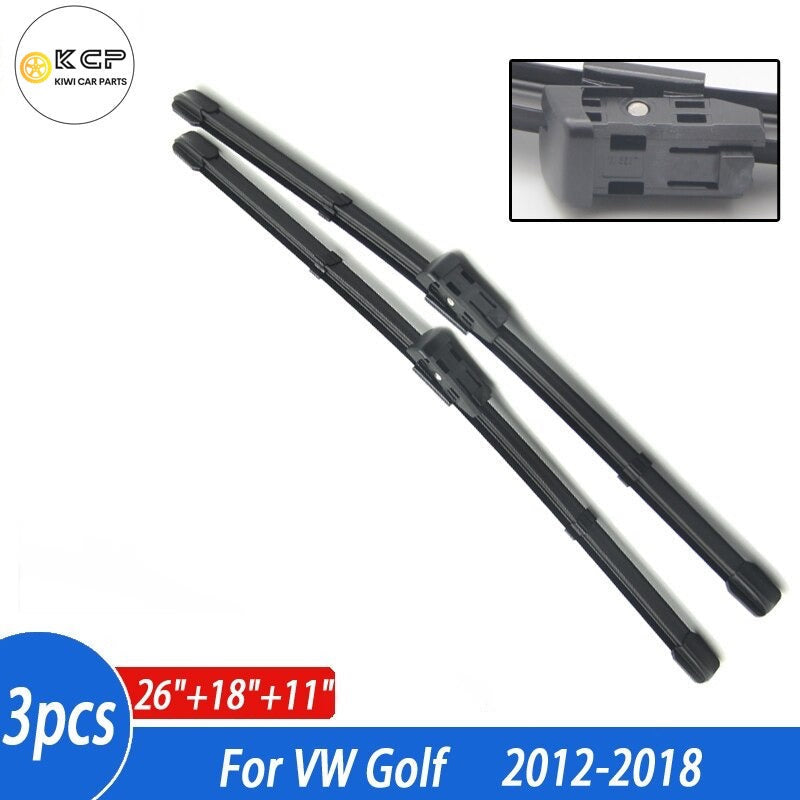 Kamoka 27A02 +
29007

Front and Rear 3 Wiper Blades Set Suit For VW Golf MK7 2012 - 2018 2017 2016 Windshield Windscreen 26"18"11"