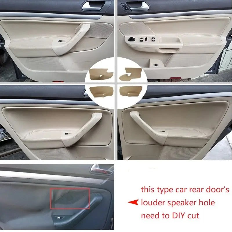 Door Cards Black Leather Upgrade Kit Full Set Front and Rear For VW Golf 5 MK5 Jetta 2005 - 2009