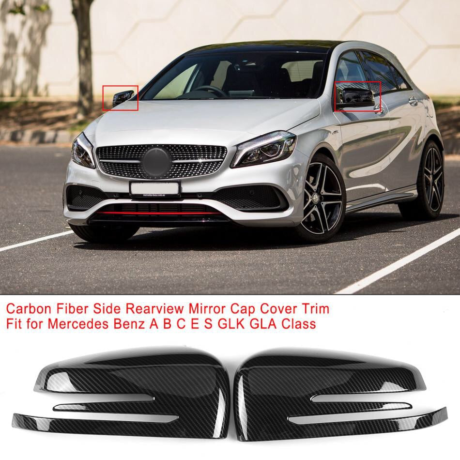 1 Pair Rearview Mirror Cover Trim For Mercedes Benz A B C E GLA Class W204 W212