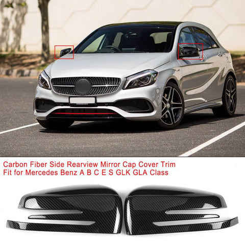 1 Pair Rearview Mirror Cover Trim For Mercedes Benz A B C E GLA Class W204 W212