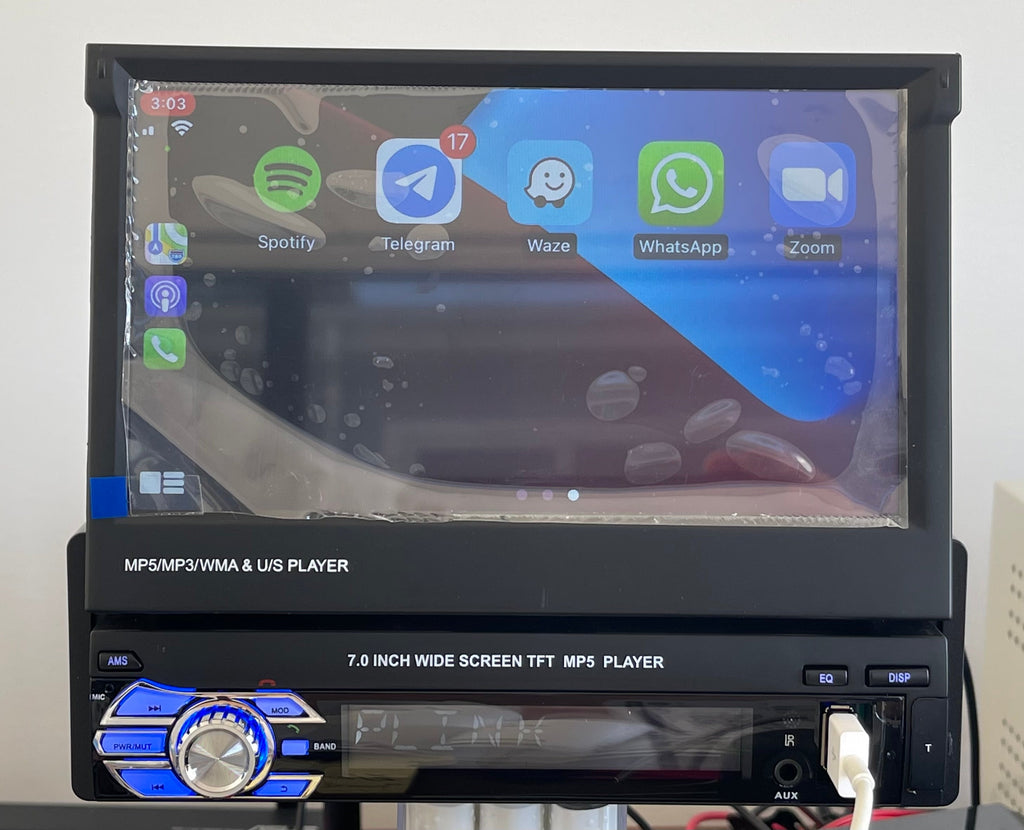 1Din Carplay Radio Car MP5 Player Mirror Link Handsfree With Camera 7" Touch Screen USB TF Video Audio Head Unit