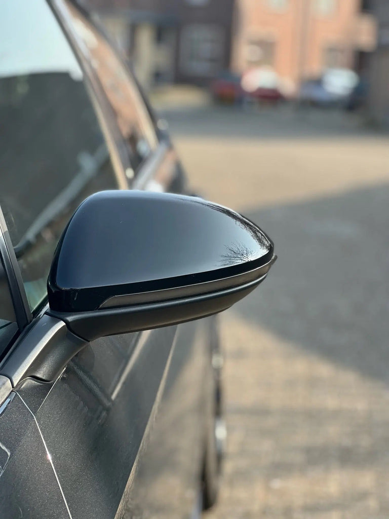 Pair of Black Mirror Covers For VW Golf 7 MK7 7.5 GTD R GTI Touran L E-GOLF Black RearView Mirror Caps