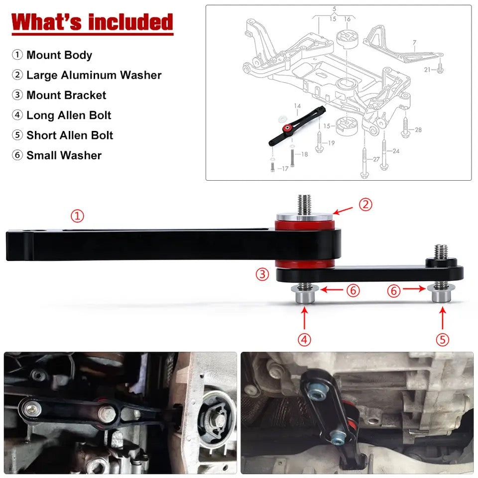 Dog Bone Engine Mount + Insert Kit For VW Golf 5 MK5 6 MK6 Jetta 2.0T FSI TSI