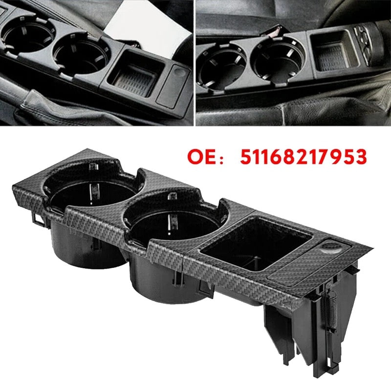 **CLEARANCE** Carbon Fiber Look Front Center Console Cup Rack / Cup Holder Change Box for BMW E46 3 Series