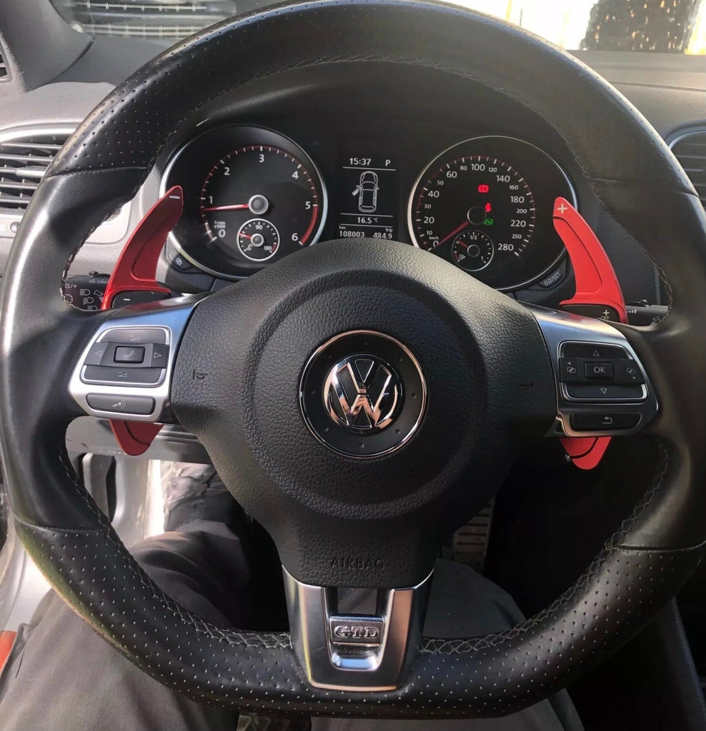 Red Aluminium Paddle Shift Extensions Set For VW Golf 5 MK5 Golf 6 MK6 GTI R20 R36 Tiguan