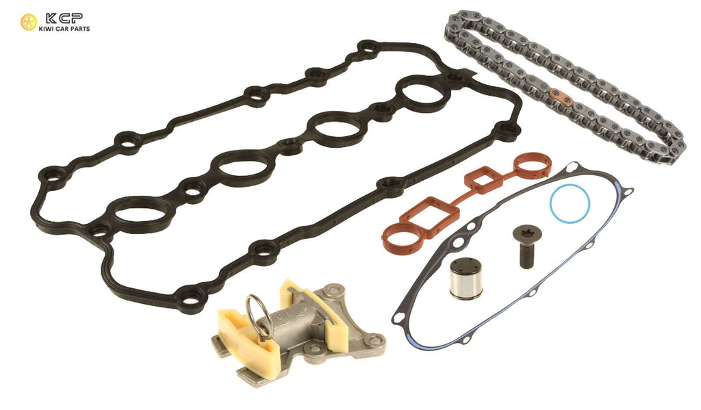 To -
2.0T VAG Camshaft Chain Tensioner Service Kit For Audi A3 A4 VW Eos GTI Jetta 2.0 L4

sku p2189s = 
P0327S rocker cover gasket 
P2081S timing chain kit
P3044S gasket with bolt 
P0346S pcv seal
P0007S (P0737S + P1548S) cam follower with o-ring
- To remove stock from singles