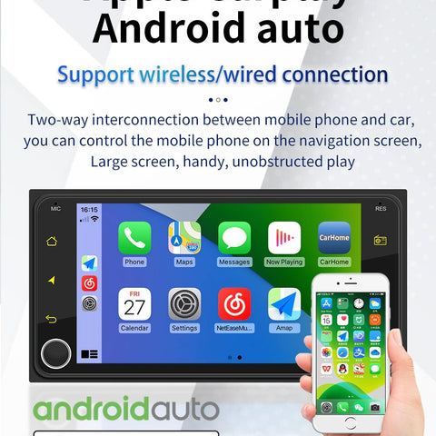 2 + 32G Android Stereo Apple Carplay / Android Auto Suit Toyota Including Rear View Camera GPS Bluetooth Touch screen