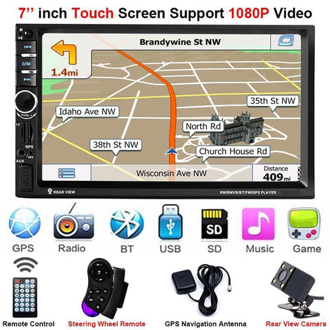 Car Stereo Double DIN Head Unit 60W x 4, GPS NZ Map, Bluetooth