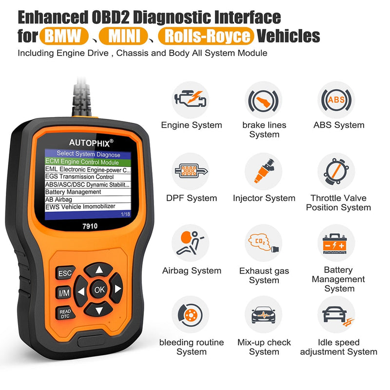 DIAGNOSTIC SCANNER TOOL for BMW OBD2 FAULT CODE CLEAR ABS OIL SERVICE –  German Audio Tech